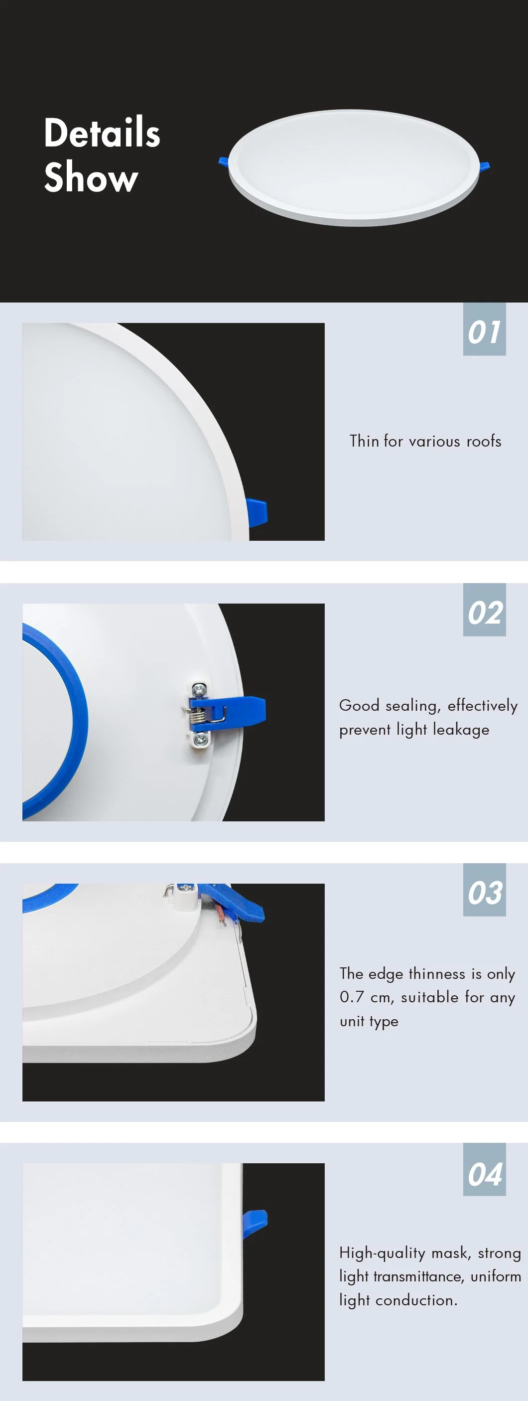 Popular 6W 12W 18W 24W Industrial Dimmable Triac LED Circle Recessed COB Downlight Panel Light